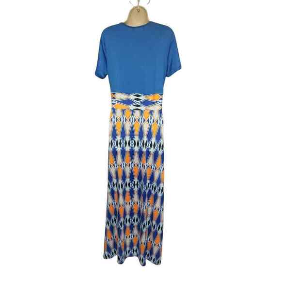 Chic Me Royal Blue & Orange Tribal Print Maxi/Long Dress Size Medium NWT - Picture 4 of 7
